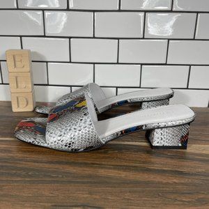 Chocolat Blu Cali Womens Sz 10 Shoes Snake Print Leather Comfort Slide Sandal